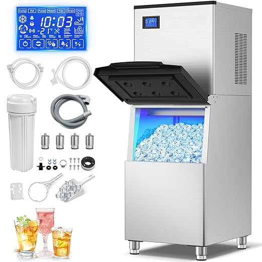 Commercial Ice Maker Machine 600 Lbs/24H, 350 Lbs Large Storage, Stainless by Velieta-SpecialistinFridge