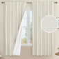 LAMIT 100% Blackout Natural Linen Curtains, 63 Inches Linen Textured Thermal by LAMIT