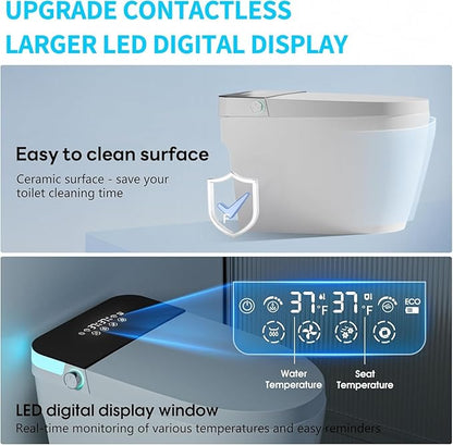 Smart Toilet with Bidet Built In with Warm Water Sprayer and Dryer, Foot Sensor - Image 7