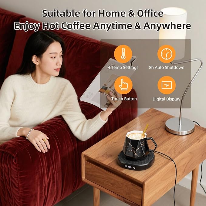 Coffee Mug Warmer & Unique Marbling Mug Set, Smart Heated Electric Cup Warmer - Image 3