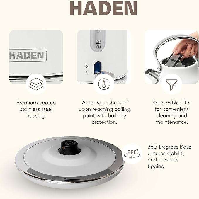 Haden Heritage Stainless Steel Body Retro Electric Tea Kettle - Image 4
