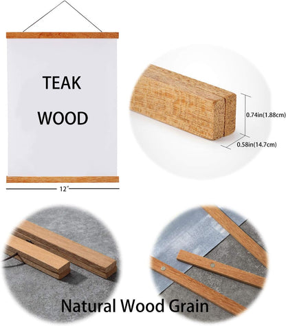 WITCOLOR Magnetic Poster Hanger Frame, 2 Pack Teak Magnet Poster Frame 12x16 12x18 12x36 for Paintings, Photos, Maps, Scrolls, Picture, Canvas Works and Art Prints