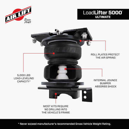 air lift 88352 loadlifter 5000 ultimate air spring showing dimensions