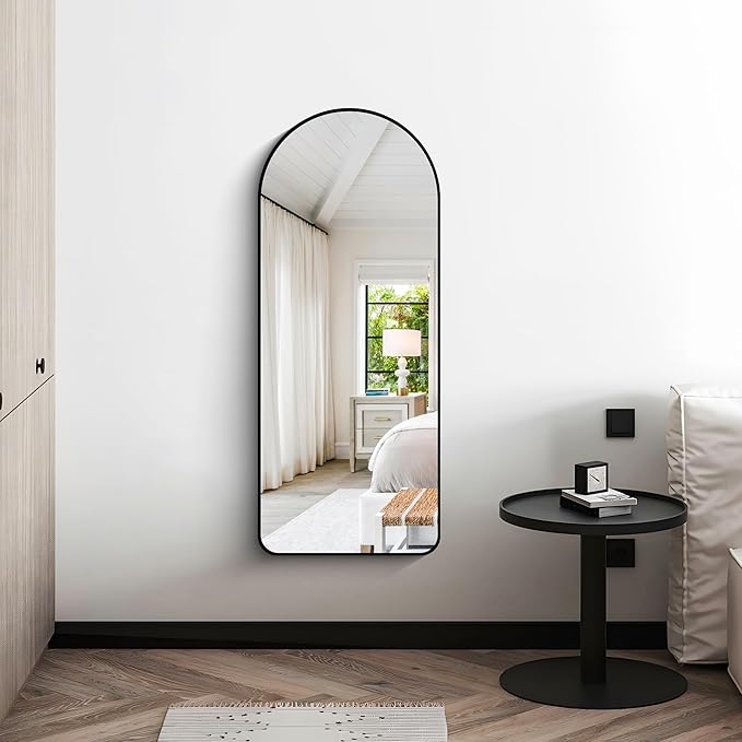 Arched Bathroom Mirror, Wall Mounted Mirror, Vanity Wall Mirror w/Metal Frame - Image 3