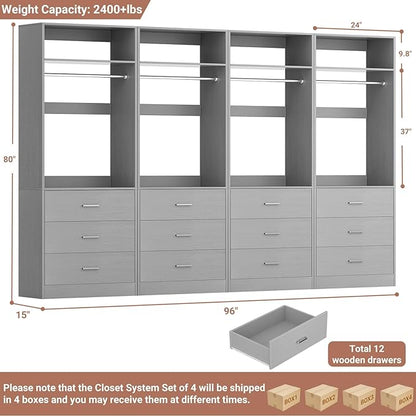 Closet System Set of 4, 8FT Closet Systems - Image 7