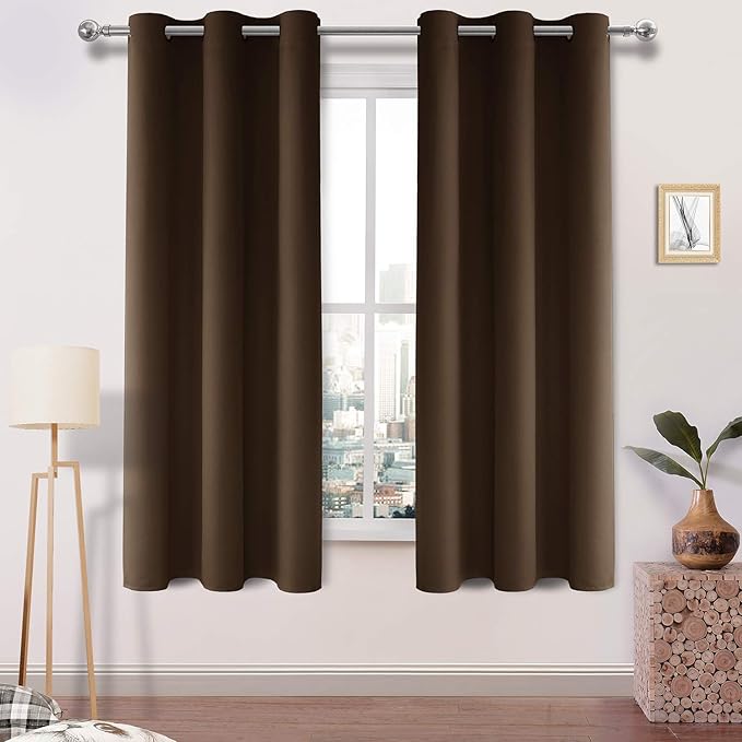 DWCN Brown Room Darkening Blackout Curtains, Thermal Insulated Block Out Light by DWCN