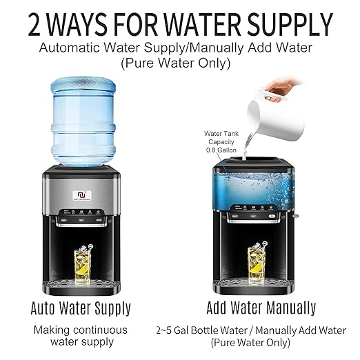 NUNET 3-in-1 Portable Ice Maker Water Dispenser Countertop Built-in Ice Machine - Image 2