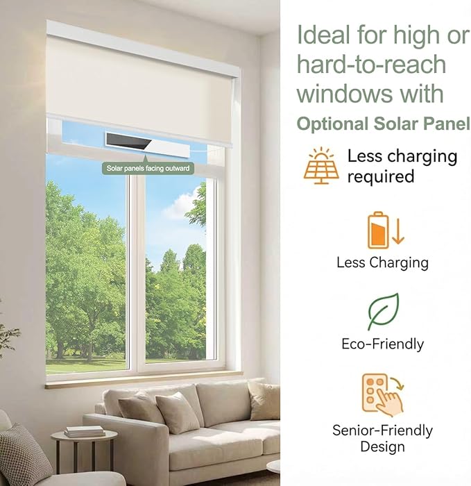Tipiace Motorized Blinds with Remote Window Roller Shade Wireless Rechargeable - Image 7