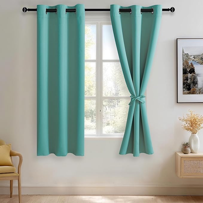 JIUZHEN Blackout Curtains with Tiebacks by JIUZHEN