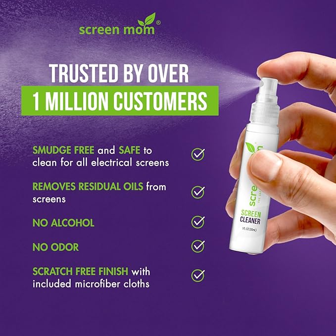 Screen Cleaner Spray and Microfiber Cloths 3-Pack by Screen Mom-Screen Cleaner - Image 4