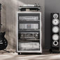 Media Storage Cabinet with Tempered Glass Door, 3 Adjustable Shelves Stereo by Grufle