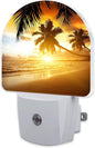 sndheke Tropical Ocean Beach Night Light, Palm Trees at Sunset Dusk to Dawn by sndheke