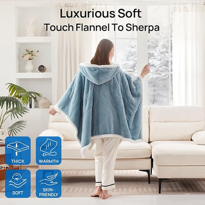 Westinghouse Wearable Heated Throw Blanket, Electric Heated Wrap Poncho Shawl - Image 6