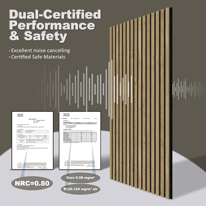 Acoustic Wall Panels, 2 Pack Wood Slat Wall Panel, Soundproof Wall Panels - Image 3