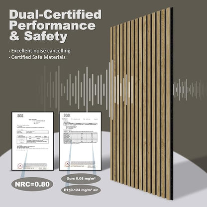 Acoustic Wall Panels, 2 Pack Wood Slat Wall Panel, Soundproof Wall Panels - Image 3