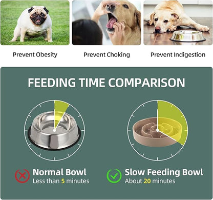 Ceramic 1.2 Cup Raised Slow Feeder Dog Bowl Set, Elevated 6.1inch Bowl and - Image 4