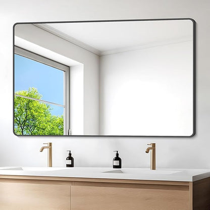 36" x 55"Bathroom Mirror, Matte Black Wall Mirror by DESBING
