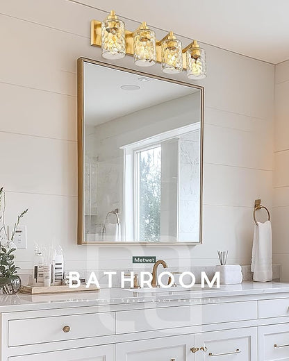 METWET 4-Light Bathroom Light Fixtures, 24.5 Inch Brushed Gold Vanity Lights - Image 4