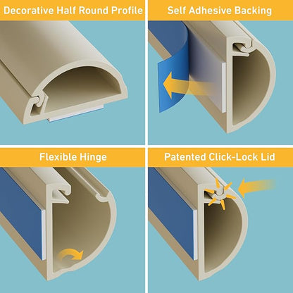 D-Line 31.4in TV Cord Hider, Patented Half Round Cable Cover, Hide Wall Mount - Image 2
