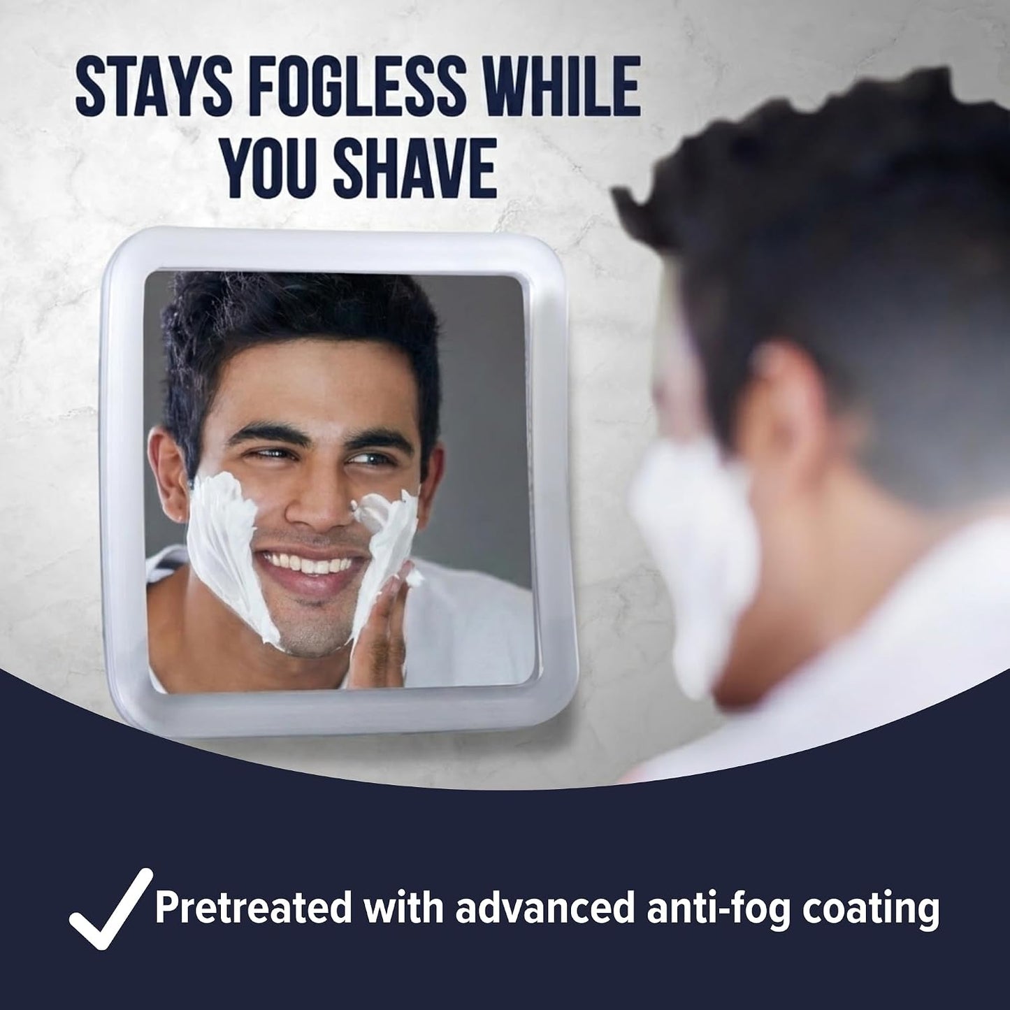 Small Travel Fogless Shower Mirror for Shaving, 5.3" x 5.3" | Built for Everyday Durability: Shatterproof Stick On Shave Mirror for Bathroom - Triple Suction Cups, Compact, & Anti-Fog