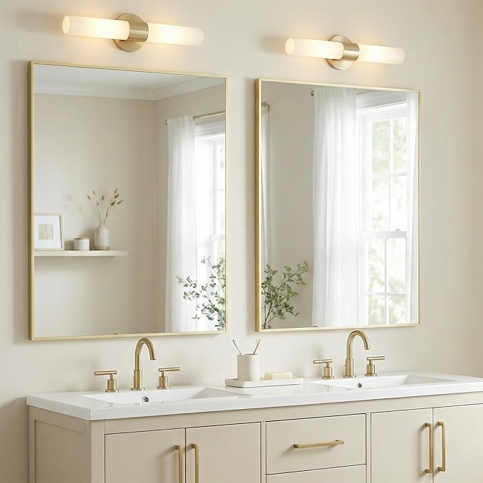 30"x36" Gold Bathroom Mirror for Wall, Metal Framed Vanity Mirror, Large - Image 3
