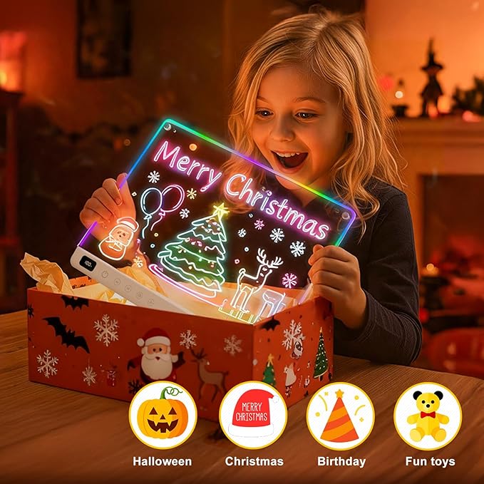 Led Drawing Board with 13 Light Effects, Neon Light Up Drawing Tablet Gifts - Image 8