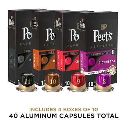 Peet's Coffee, Dark and Medium Roast Espresso Capsules Variety Pack, Compatible - Image 2