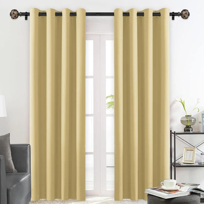 Window Treatment Finials for 1 or 7/8 Inch Curtain Rods, Black Drapery Rods Replacement Finials with M6 Screws, Woven Leaf Pattern, 2 Pack