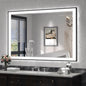 SMIROR 44x30 Black Framed LED Lighted Bathroom Vanity Mirror for Wall | Front Lit and Backlit, 3 Color Lighting, Anti-Fog, Memory, Tempered Glass, Rectangle, Horizontal/ Vertical Mounted