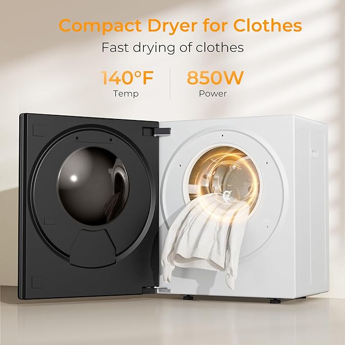 EUHOMY 1.5 Cu.ft. Portable Clothes Dryer, 850W Compact Dryer - Image 2