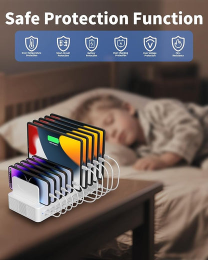 100W Charging Station for Multiple Devices, 10-Port USB Fast Charging Station - Image 4