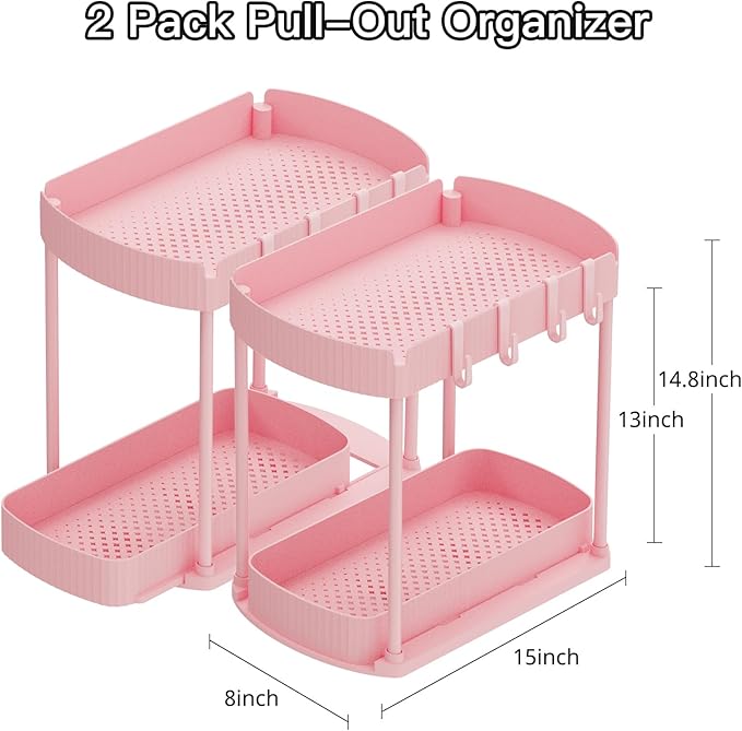 Ukeetap 2 Pack Multi-Purpose Pull-Out Storage Organizers, Under Sink Organizers - Image 2