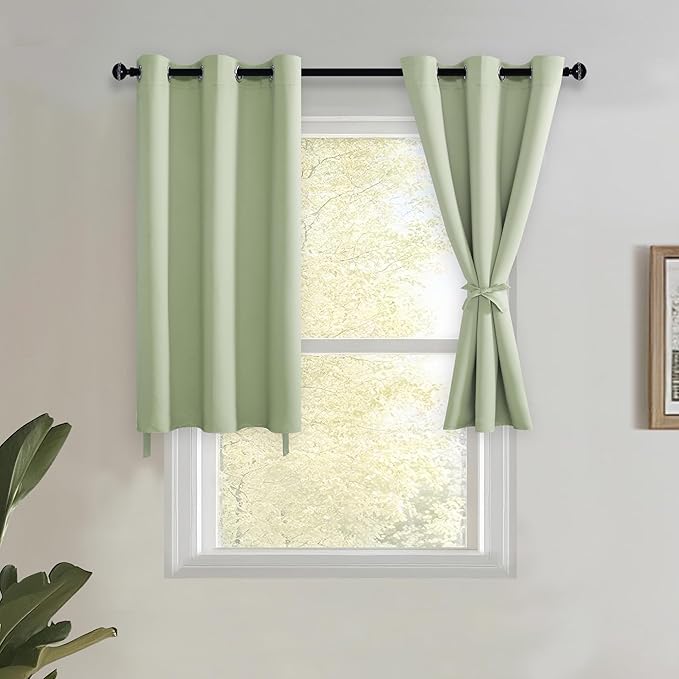 JIUZHEN Short Curtains Kitchen Half Window Blackout Curtains by JIUZHEN