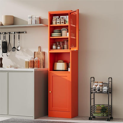 2-Door Metal Storage Cabinet, Tall Slim Pantry Organizer - Image 2