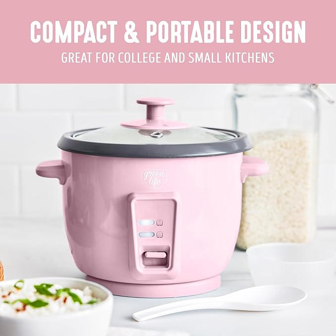 GreenLife Rice Cooker with Removable PFAS-Free Ceramic Nonstick Pot, 3-Cups - Image 8