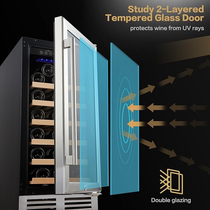 BODEGA Wine Fridge Freestanding, 15 inch Under Counter Wine Refrigerator - Image 7