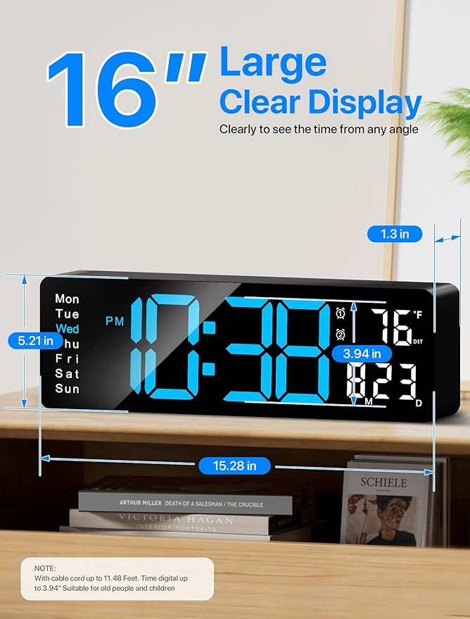 MASHI Digital Wall Clock, Auto-Dimming Wall Clock - Image 2