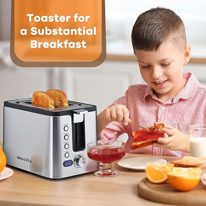 Mecity Toaster 2 Slice Stainless Steel Body, Cancel Functions, Warming Rack - Image 6