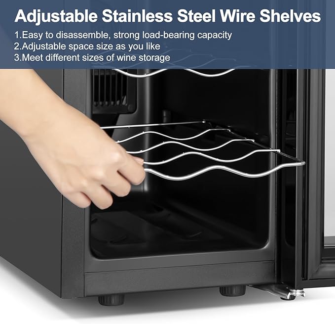 8 Bottles Wine Cooler Refrigerator, Small Wine Fridge, Mini Wine Fridge - Image 5
