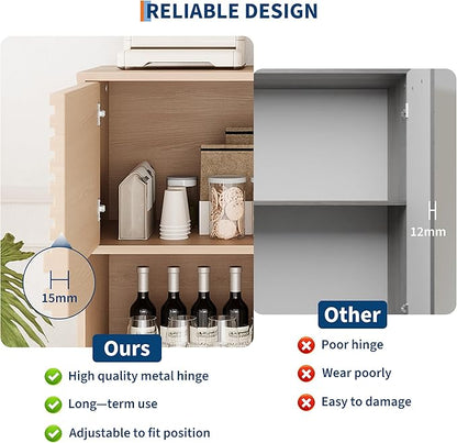 IDEALHOUSE Fluted Cabinet with Sliding Doors, Modern Wooden Storage Cabinet - Image 7