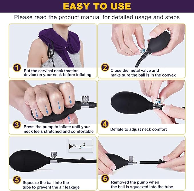 Cervical Traction Device for Neck Pain Relief, Adjustable Inflatable Neck - Image 6