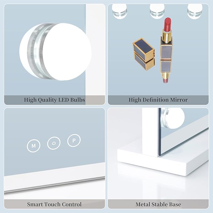 Vanity Mirror with Lights Lighted Makeup Mirror with 15 Dimmable LED Bulbs - Image 6