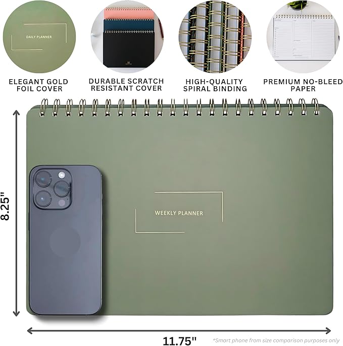 | Durable & Sleek | Undated Daily and Weekly Planner | 8.25" x 11.75" | To Do - Image 2