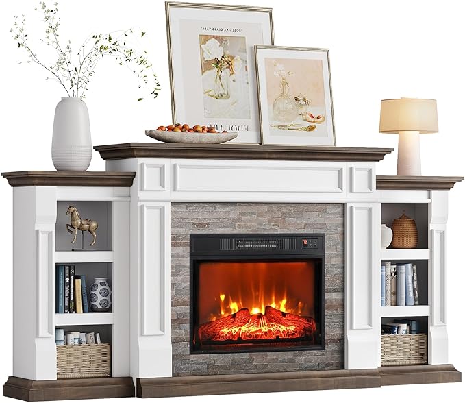 72" Electric Fireplace with Mantel, Fireplace TV Stand - Image 9