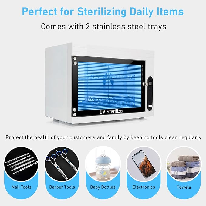 8L UV Cleaning Cabinet, High Capacity Nail Tool Cleaning Machine - Image 5