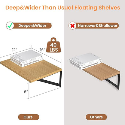 Heimlove 12 Inch Deep Floating Shelves - Image 3