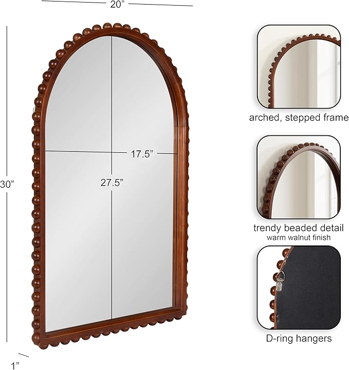 Kate and Laurel Beadbrook Modern Beaded Arched Mirror - Image 2
