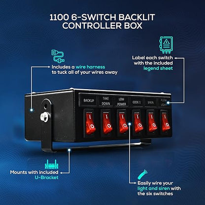 Ultra Bright Lightz 1100 6-Switch Backlit Controller Box | Emergency Vehicle - Image 3