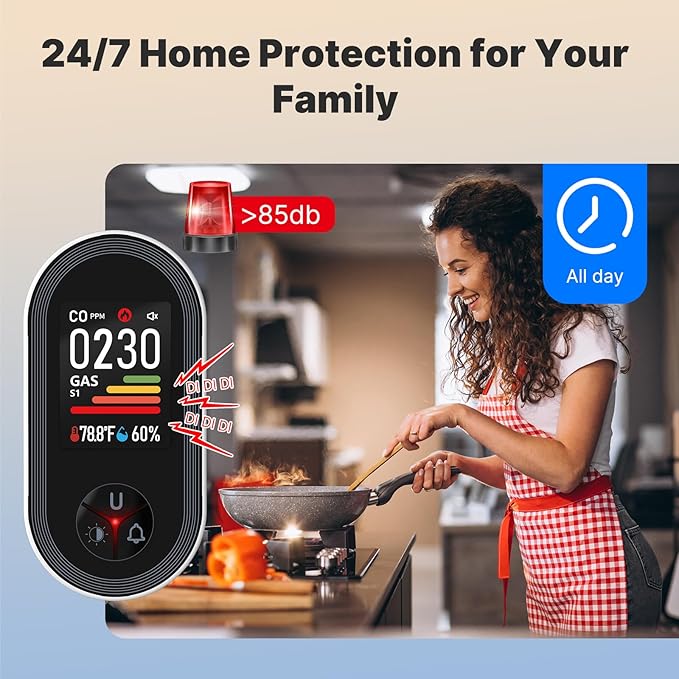 MOES 4-in-1 Carbon Monoxide & Gas Detectors Plug in, - Image 2