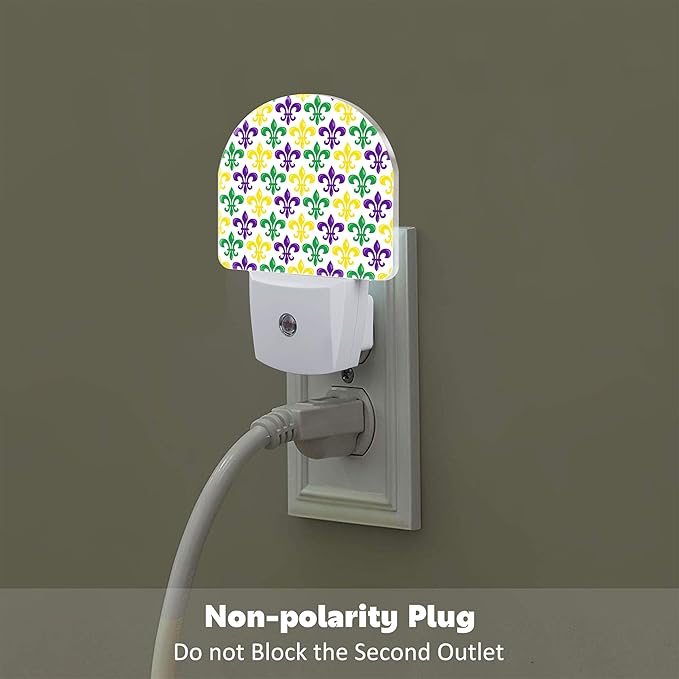 sndheke Mardi Gras Carnival Night Light, Colorful Fleur-de-lis Dusk to Dawn - Image 4
